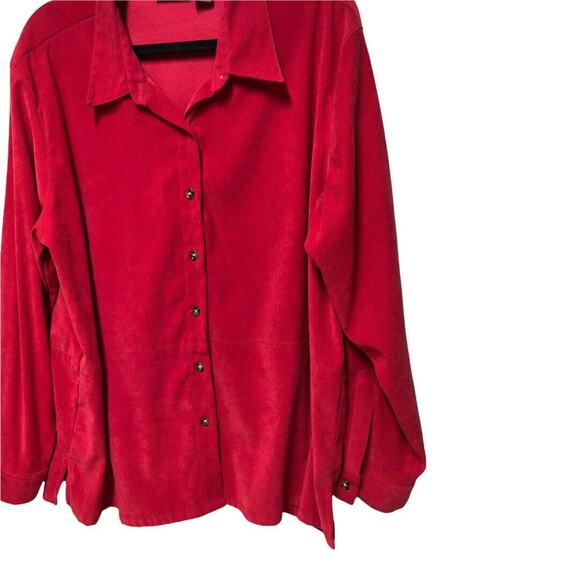 Premier International ladies plus‎ 2XL Red button up Long Sleeve Faux Suede - Picture 6 of 7